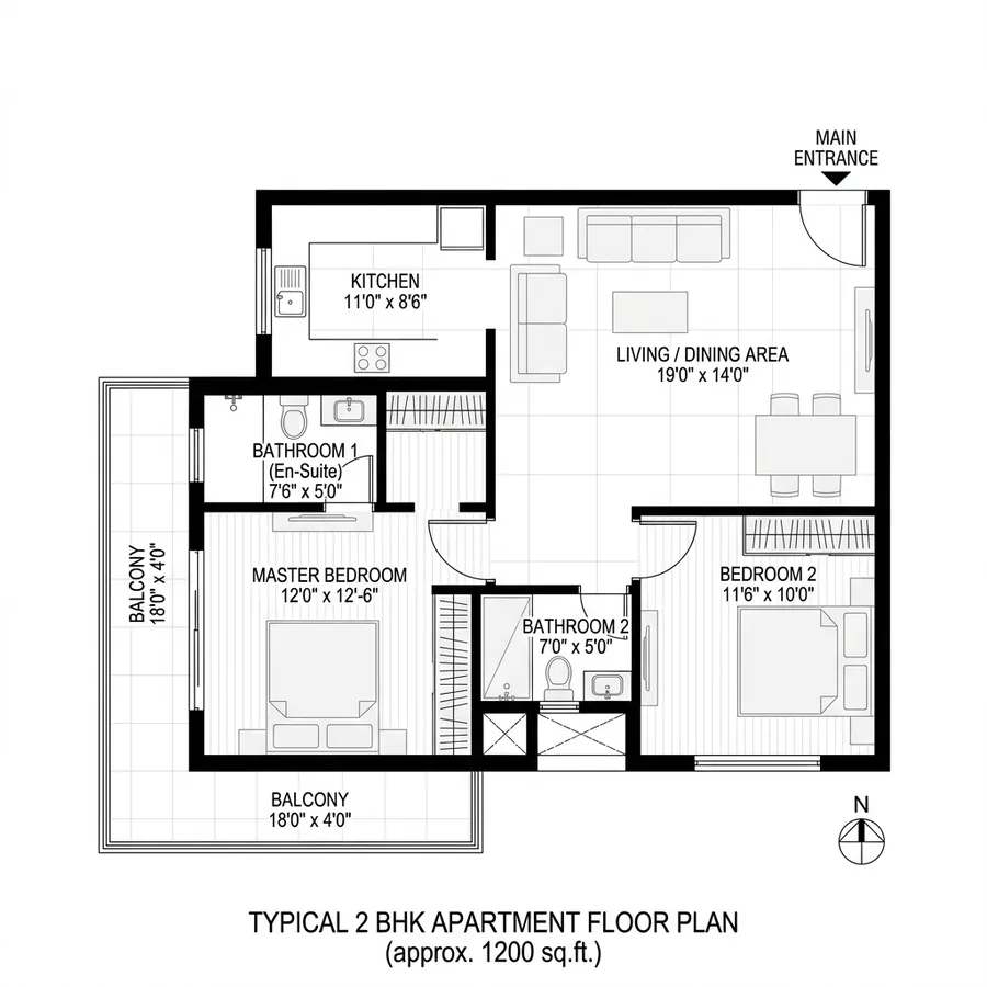 Ramky Fortuna Whitefield sample 2 and 3 BHK floor plan